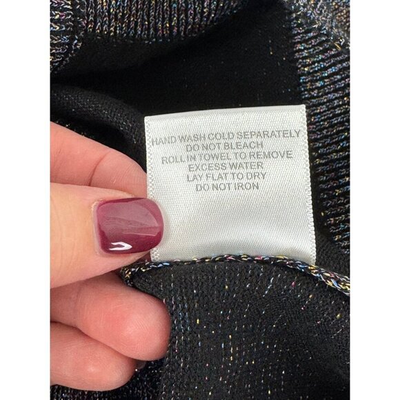 Modcloth Metallic Sparkle Iridescent Black Grey Cardigan Sweater Size Med EUC - Picture 6 of 8